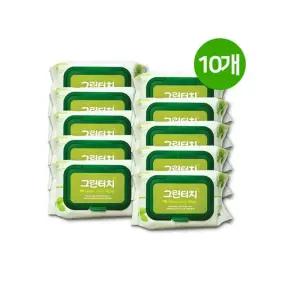 그린터치 물티슈 (100매 캡형) 10개 아기형 보습 깨끗한 멀티 가정용 고급 리필 캡형