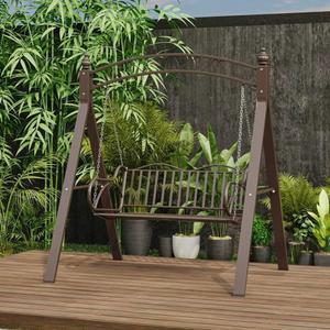 정원그네 마당 테라스 휴게실 의자 공원 철제 검정124x115x160cm 팬션