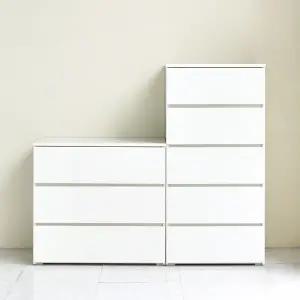 수도권무료 핸드리스 화이트 서랍장세트(800 3단+600 5단) BJ3076