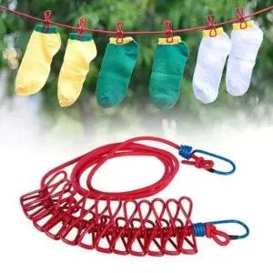 캠핑 여행용 휴대용 빨래줄 건조 집게