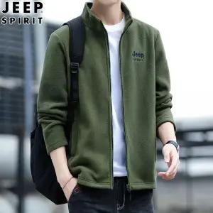 JEEP SPIRIT 남성 가을 스탠드 칼라 보온 플리스 자켓 빅사이즈