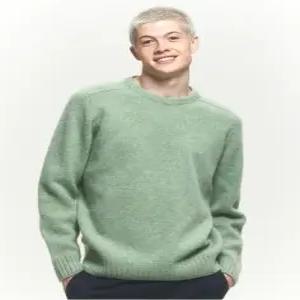 [국내백화점]  헤지스 맨 [24FW] [셔틀랜드 울] 라이트그린 쉐기독 크루넥 니트 HZSW4D407E1 부드럽고 편안