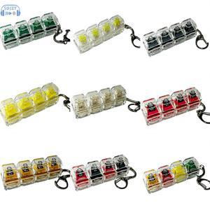 LED 키보드 키체인 장난감 4키 기계식 키보드 축 테스터 버튼 키캡 손가락 키보드 캡 장난감 스트레스 해소 도구