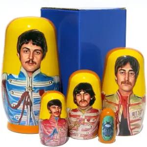 칼라부티크 롱래스팅 컬렉터블 비틀즈 5피스 러시아 스타일 둥지 인형 기념품 쌓기 마트료시카 - 높이
