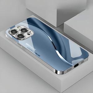 그라데이션 미니멀리스트 곡선 도금 실버 폰 케이스 삼성 갤럭시 S25 S24 S23 울트라 플러스 FE 강화유리