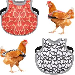 암탉을 위한 파이우스록 2팩 닭 안장 - 탄력 스트랩이 있는 조절 가능한 암탉 앞치마 깃털 손실 및