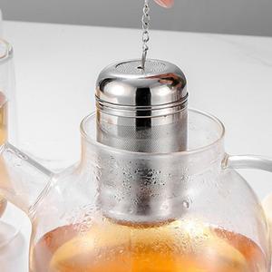 호환 스테인리스 스틸 미세망 차 여과기 체인 포함 잎 향신료 커피 티포트 도구 액세서리