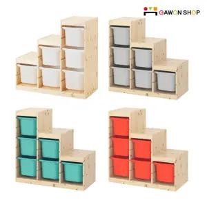 TROFAST 계단식 원목 수납장과 수납함 세트/샘키즈