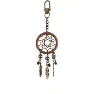 미아모르 레트로 스타일 작은 갈색 드림 캐처 열쇠고리 벨 지갑 백팩 또는 가방 걸이 장식 액세서리