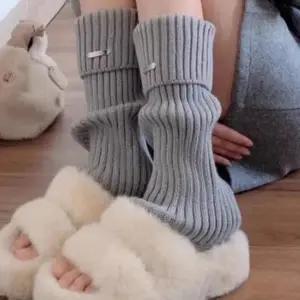 여성용 가을 겨울 데일리 미들 니트 골지 발목 토시 레그 워머