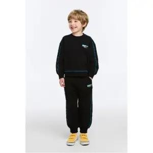 [갤러리아] 베네통키즈 그래픽 포인트 맨투맨 세트 QAMT01611/QATP01611_BK(블랙)