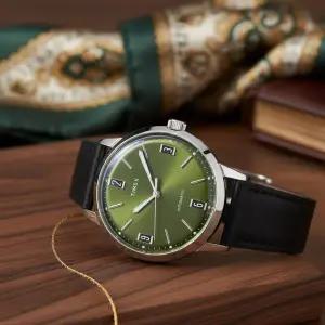 [타이맥스]멀린 오토매틱 빈티지 그린 남자가죽시계