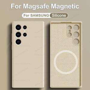 Magsafe 액체 실리콘 S25 울트라 케이스 삼성 갤럭시 S24 S25 S22 S23 울트라 S21 Fe 5G A55 A54 A35 A25 A15 마그네틱 커버