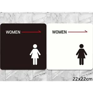 고품질 부착형 안내판 정사각형 여성용 방향 표시판 22x22cm 화살표 디자인 알림 표지판 안내문구 WFIQKPR