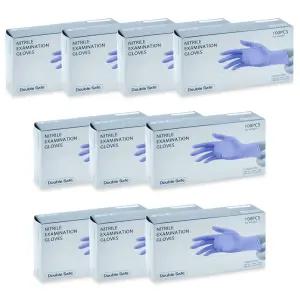가주 더블세이프 니트릴 글러브 S/M/L 100매입 X 10개 파우더프리 일회용 진료용 위생장갑 수술 조리