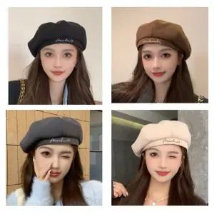 여성 귀여운 전면 레터링 포인트 화가 베레모 빵 모자 BAT5+1XgC