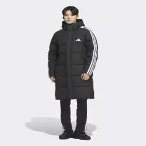 adidas 3-스트라이프 레귤러 핏 롱 다운 패딩 - 블랙 / JZ8731