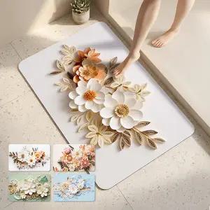 [1+1] 로얄플라워 3D 규조토 발매트 간편세척 논슬립 매트