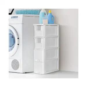 ( )루미나D 틈새수납 4단 서랍장 플라스틱수납장 미니 안방슬림 코너낮은