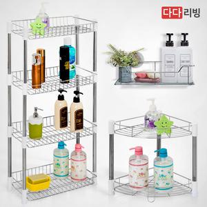 다용도 코너 사각 선반 /2단 3단 4단 스탠드형 매직후크 부착형