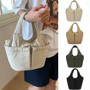 라에온 여성 내추럴 나일론 링클 토트백 가방