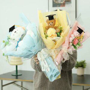 졸업식 꽃다발 조화 학예회 기념일 선물 학사모 곰돌이 인형꽃다발