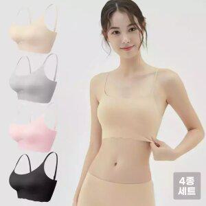 [4개 세트] 심리스 스트랩 브라탑 4p 끈 조절 노와이어 노라인 무봉제 이너웨어 속옷