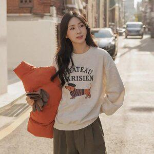 닥스훈트 프린팅 기모맨투맨