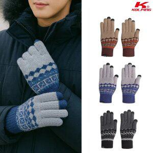 콜핑 2354GK609M 니트 보온 로고 패턴 짜임 스마트폰 터치 남성 겨울 장갑