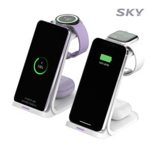 [케이블 세트]스카이 필 3in1 고속 무선충전기 갤럭시워치/애플워치 2종 W55