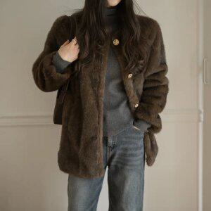 [데일리/특별한날] 노카라 페이크 퍼자켓