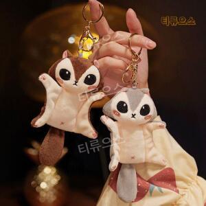 악세사리 귀여운 체인 날다람쥐 키홀더 인형키링 열쇠고리 하늘다람쥐 연회색10CM 티류