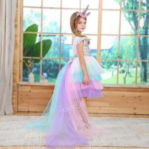 여아 유니콘 드레스 무지개 망사 발레복 풍성한 치마 할로윈데이 공연복