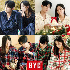 BYC 외 수면 잠옷 세트 커플 겨울 수면 극세사 밍크 기모 순면 긴팔 가을 파자마 홈웨