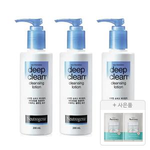 뉴트로지나 딥클린 클렌징 로션 200ml, 3개+증정 (아비노 캄앤리스토어 오트 젤 모이스
