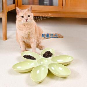 고양이 다묘 밥그릇 사료 식기 꽃입 6구 티류으스