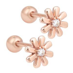 14K 골드핀 데이지 꽃 큐빅 심플 여자 데일리 피어싱 본품 하나더