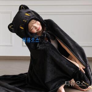티류으스  귀여운 동물 후드 담요 고양이 토끼 학생 인싸템 이불 파자마 파티