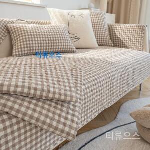 쇼파 커버 소파 1인용 2인용 4인용 패드 매트 풀 천 사계절 감성체크 티류으스
