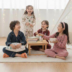 국내산 무형광 아동잠옷 순면 폴리 면혼방 긴팔 세트 원피스 키즈잠옷