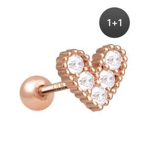 14K 골드필드핀 큐빅하트 여성 데일리 패션 심플 피어싱 1+1