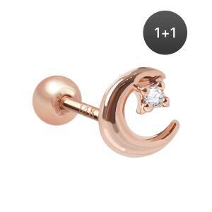 14K 골드필드핀 초승달 여성 데일리 패션 심플 피어싱 1+1