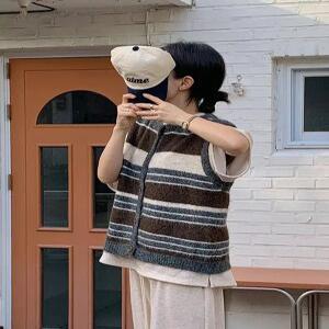 윈트베어 도톰 배색 니트 조끼 (2color)