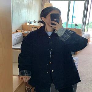 그루밋 코듀로이 체크 하프 패딩 코트 (one color) 누빔안감