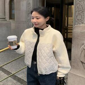 믹스 니트 배색 퀄팅 패딩 점퍼 (3color)