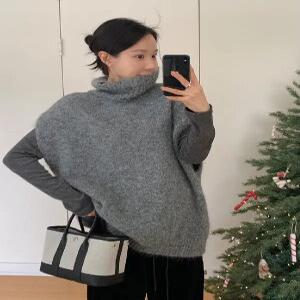 샌드니 루즈핏 폴라 니트 조끼 (3color)