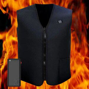 지와이 USB 발열조끼 충전식베터리 세트 3단계온도조절 겨울 온열 난방 열선 조끼 여행