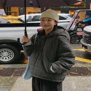 매튼 차콜 후드 패딩 아노락 (one color)