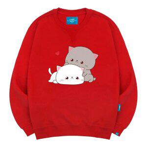 엘라모 기모M 큐티커플캣 맨투맨 남녀공용 빅사이즈 S~4XL