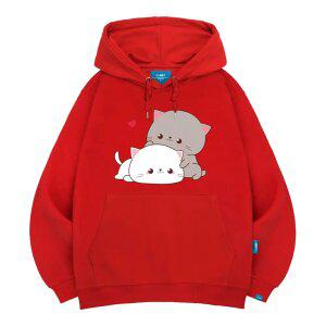 엘라모 기모H 큐티커플캣 후드티 남녀공용 빅사이즈 M~4XL